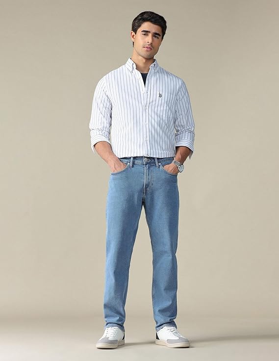 U.S. Polo ASSN. Striped Regular Fit Shirt for Men - 100% Cotton, Breathable & Comfortable, Full Sleeves Casual Shirt for Men - Image 3