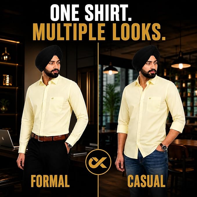 XJARVIS Clifton Men’s Formal Shirt | Premium Soft Cotton Blend Regular Fit Shirt for MenFull Sleeve Spread Collar Office Wear Casual Shirt with Pocket - Image 3